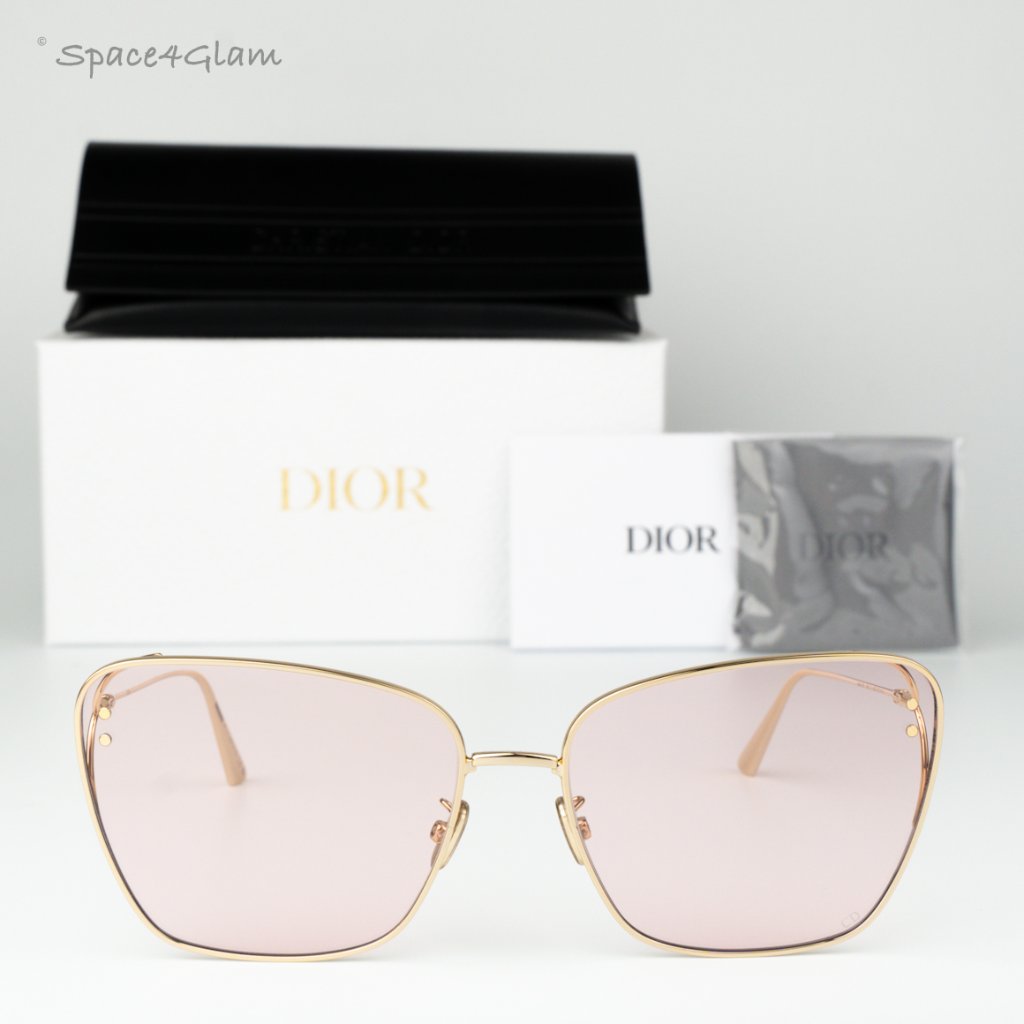 Dior Women Sunglasses Shiny Gold Pink Butterfly Cd40095u 10y Brand New